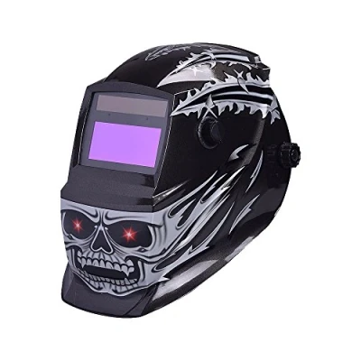 Image of Nuzamas Solar Powered Auto Darkening Welding Helmet Mask Weld Face protection for Arc Tig Mig Grinding Plasma Cutting with Adjustable Shade Range DIN4/9 13 UV/IV DIN16 Skull Pattern