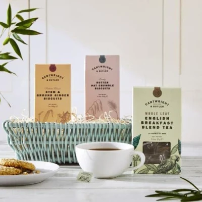Image of Cartwright &amp; Butler Tea Biscuits Gift Tray Food Hamper Mother&#039;s Day Luxury Confectionery Baskets Happy Birthday Anniversary Thank You Congratulations