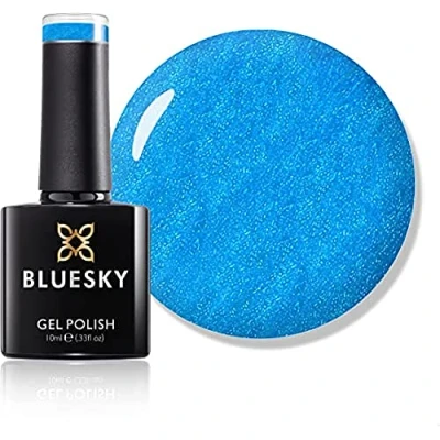 Image of Bluesky Gel Nail Polish, Crystal Turquoise Blue Sj006, Long Lasting, Chip Resistant, 10 ml (Requires Curing Under UV LED Lamp)