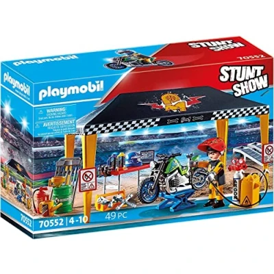 Image of Playmobil 70552 Stunt Show Service Tent, for Children Ages 4 10, Fun Imaginative Role Play, PlaySets Suitable 4+