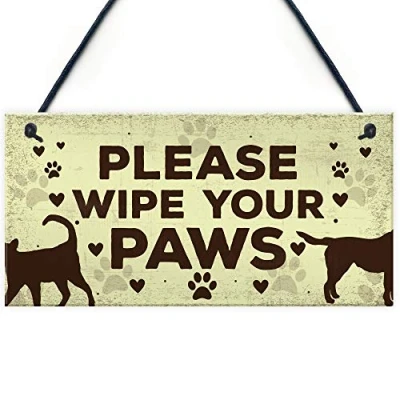 Image of RED OCEAN Animals Welcome Sign Hanging Plaque Dog Signs For Home Funny Cat Door Wall