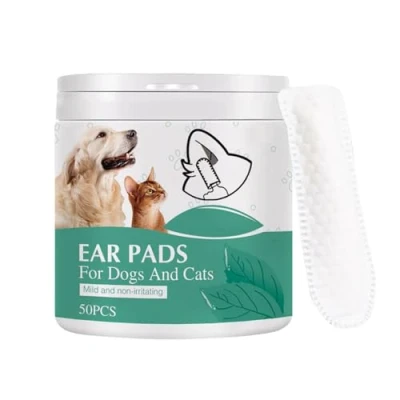 Image of jiyun 50 Dog Ear Wipes, Cleaner Finger Wipes for Dogs and Cats, Stop Itching Dirt, Wax &amp; Clean Dirty Ears Easily