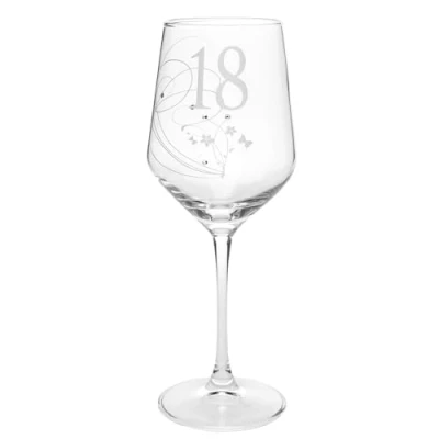 Image of Shudehill Giftware East West Rush Celebration Special Birthday Wine Glass 18, 21, 30, 40, 50, 60, 70 Age Birthdays with Minimal Design (18)