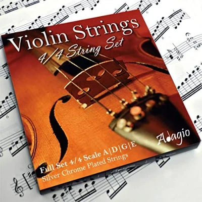 Image of Adagio Pro Violin Strings 4/4 Classic Silver String Set/Pack With Ball Ends For Concert Tuning. Expert to Beginners.
