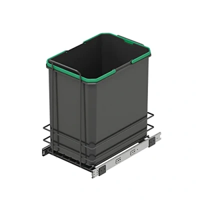 Image of Emuca Recycle 35 L bin for kitchen, lower fixing and manual removal, without lid, Anthracite grey plastic
