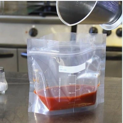 Image of Tip &#039;n&#039; Zip Liquid Storage Bags, Soup Sauce Sealed Freezer Clear Pack of 32 Self Standing Resealable Pouches Safe
