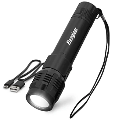 Image of Energizer Rechargeable LED Flashlight X1000, Hybrid Power Capability, Ultra Bright 1000 Lumens, IPX4 Water Resistant, Rugged Aluminum Tactical Flash Light (USB Charging Cable Included)