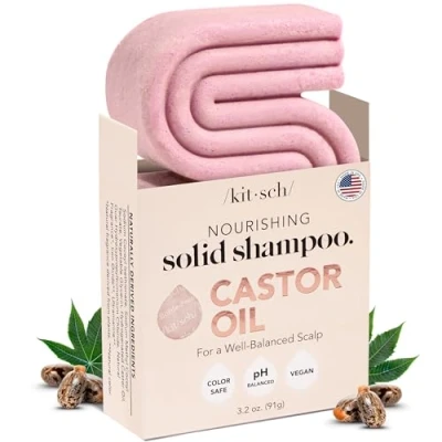 Image of Kitsch Hair Growth Castor Oil Nourishing Shampoo Bar Bottle free Eco friendly Hydrates &amp; Moisturizes Dull and Dry All Natural Chemical Daily Softens Strengthens