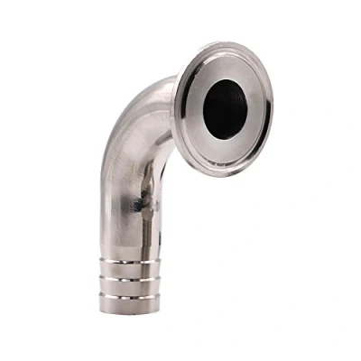 Image of DERNORD Sanitary Hose Barb Pipe Fitting 1.5&quot; Tri Clamp (50.5MM Ferrule) 90 Degree Elbow (Tube OD: 1/2&quot;/12MM (1.5 clamp))