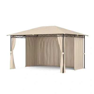 Image of blumfeldt Mondo 3x4m Gazebo Steel Frame, with Curtains, Weatherproof Outdoor Pavilion, Rust Resistant, Easy Assembly, Garden Retreat, Beige