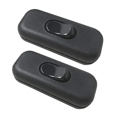 Image of KiKiHong 2 Pack Torpedo Switch 6Amp Inline for Small Appliance or Lamp Accepts1 3 Core Round Flat Wire, Black