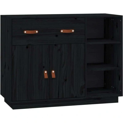 Image of vidaXL Sideboard Black 98.5x40x75 cm Solid Wood Pine