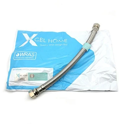 Image of Xcel Home™ 1x WRAS Approved 15mm Compression x 1/2&quot; BSP (300mm Long) Flexible Tap Connector Pipes Monobloc Mixer Connectors Kitchen Sink/Bathroom Basin Stainless Steel Braided Flexi Pipe Tails