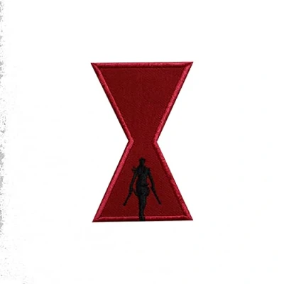 Image of HAZI Black Widow Movie Logo Embroidered Iron on Patch Sew Badge Applique for Clothes, Multicoloured, 7cm x 4.5cm