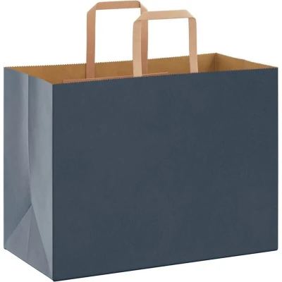 Image of vidaXL Paper Bags 250 pcs with Handles Blue 32x17x25 cm