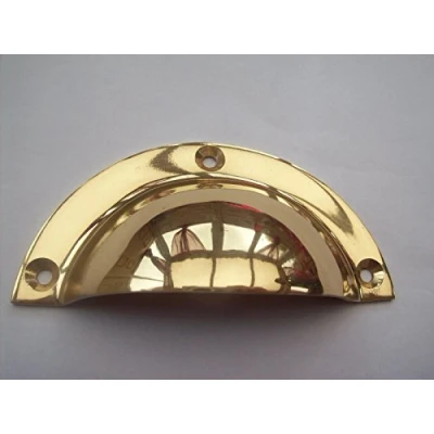 Image of Ironmongery World 90mm Cup Cupped Shell Drawer Cupboard Cabinet Door Pull Handles in 2 Finishes Polished Brass