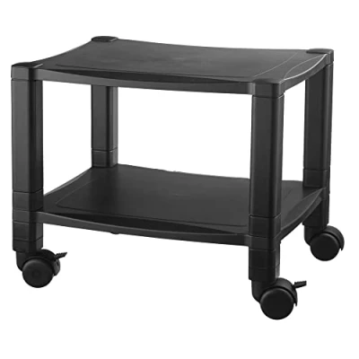Image of Kantek Mobile Printer Stand Cart, 2 Shelf with Drawer, Adjustable Height, Cable Management, Locking Casters, 17&quot; x 13.25&quot; 14.12&quot;
