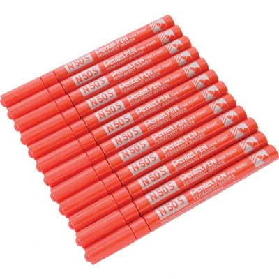 Image of Pentel N50S Permanent Marker Fine Point Red Pack of 12