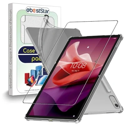 Image of ebestStar for Lenovo Tab P12 (2023) Case, Silicone Cover Protection Ultra Clear Transparent Premium, Reinforced Corners, + Glass Screen Protector