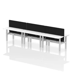 Image of Air B2B 1400x600mm Adjustable 6P Bench Desk CP White/Silver + Screen