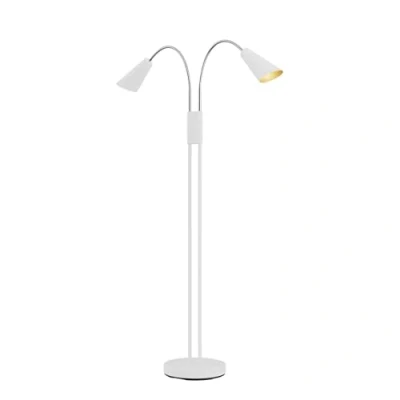 Image of Floor Lamp &#039;Medira&#039; (Modern) in White Made of Metal for e.g. Living Room &amp; Dining (2 Light Sources, GU10) from Lucande Standard