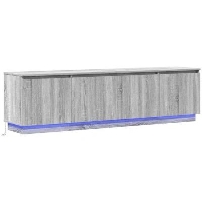 Image of vidaXL TV Cabinet with LED Grey Sonoma 180x38x49 cm Engineered Wood