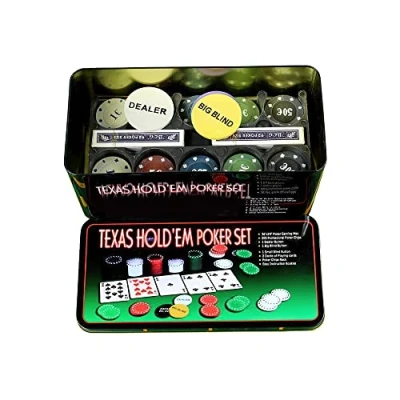 Image of Poker Chip Set with Aluminum Storage Box，Two Decks of Standard Playing Cards, Big Blind, Casino Style for Texas Home Game Nights,Holdem Nights,Blackjack or Roulette Games,Casino Parties
