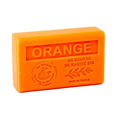 Image of Maison du Savon de Marseille French Soap made with Organic Shea Butter Moisturising for Soft Skin Orange Fragrance 125 Gram Bar