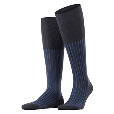 Image of FALKE Men&#039;s Shadow M KH Cotton Long Patterned 1 Pair Knee High Socks, Blue (Lupine 6360), 10 11
