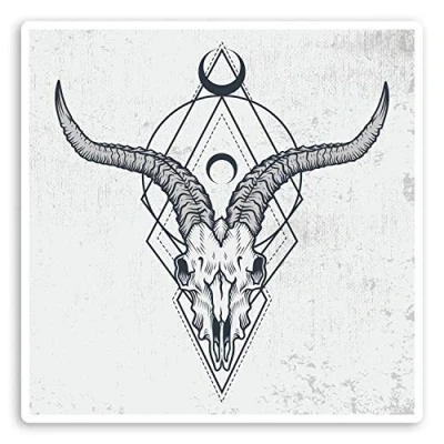 Image of 2 x 10cm Ritual Goat Skull Vinyl Stickers Satanic Devil Laptop Sticker #31985 (10cm Wide)