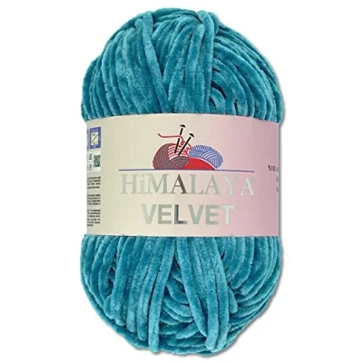 Image of Wohnkult Himalaya 100 g Velvet Dolphin Wool, 40 Colours to Choose From, Chenille Knitting Yarn, Fluffy Shiny Accessory, Clothing, Blankets (90041, Pacific Blue)