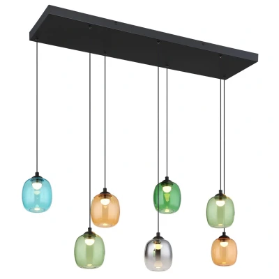 Image of Minara Rectangle Cluster Pendant Ceiling Light Matt Black Glass Shade 6x LED 3000K