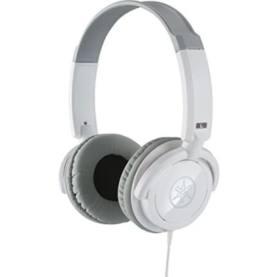 Image of Yamaha HPH 100 headphones, quality sound and deep bass, over the ear, wired musicians in white