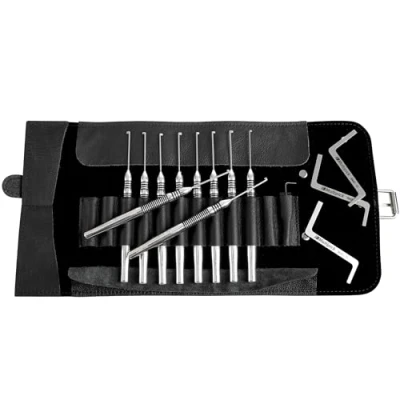 Image of MULTIPICK G Pro Professional Lockpick Set [13 Pieces Interchangeable Flag Pick Blades] Lock Picking Tools Set, Kit
