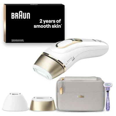 Image of Braun IPL Silk Expert Pro 5, Hair Removal Device, at Home with Pouch, Precision Head and Venus Razor, Alternative for Laser Removal, Gift Women, White/Gold, PL5137
