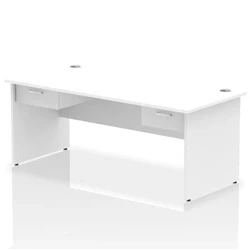 Image of Impulse 1800x800 Desk White Top Panel End 2x1 Drawer Fixed Ped