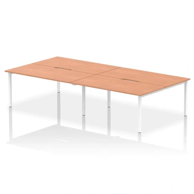 Image of Evolve B2B White Frame Bench Desk 1600 Beech (4 Pod) BE228