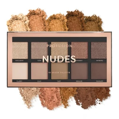 Image of Profusion Cosmetics 10 Shade Eyeshadow Palette High Pigmented Multi Finish Colors, Vegan &amp; Cruelty Free, Create Stunning Looks On the Go Travel Friendly Versatile Makeup, Nudes