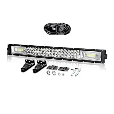 Image of WELLIT 32 inch LED Work Light Bar 12v 24v Car Truck Flood Spot Triple Row 7D 405W with Wiring Harness for Tractor ATV SUV Van Boat (32 + Wiring)