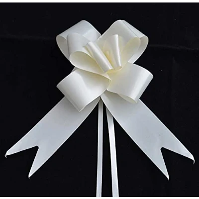 Image of SHATCHI Large 50mm/5cm Ribbon Pull Bows for Party Wall, Gift Wraps, Christmas Trees, Wedding, Birthday Hampers Decoration Florist, Ivory, 60pcs