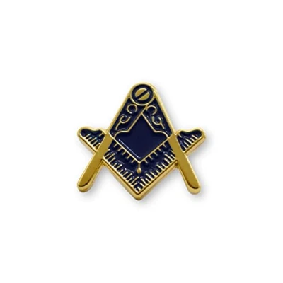 Image of Victoria Regalia Masonic Lapel Pin Square and Compasses Gold Blue Enamel