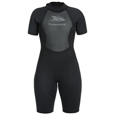 Image of Trespass Scubadive, Black, XL, Short 3mm Neoprene Wetsuit with 7mm Zip for Women, X Large, Black