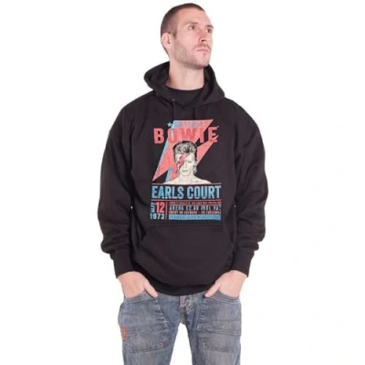 Image of David Bowie Hoodie Earls Court &#039;73 Logo Official Mens Black Pullover XL