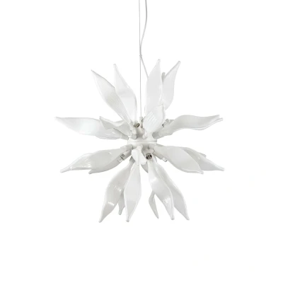 Image of Leaves 8 Light Medium Ceiling Pendant White, G9