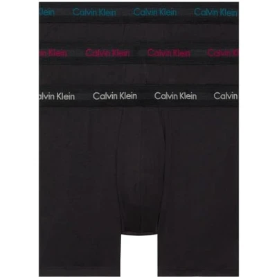 Image of Calvin Klein Men Boxer Briefs Stretch Cotton Pack of 3, Black (B Auth Gry/Chesapk Bay/Jwl Lgs), XS