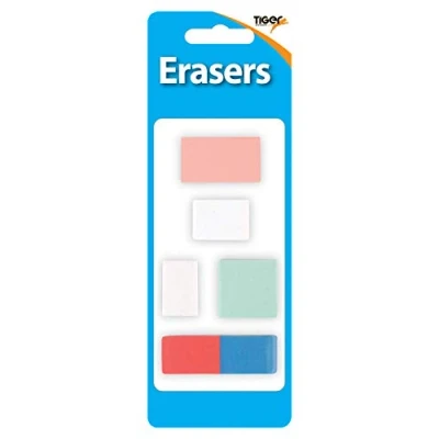 Image of ksp partners ltd rubber ERASER pencil tiger stationery CHUNKY 1 PACK OF 5 RUBBERS