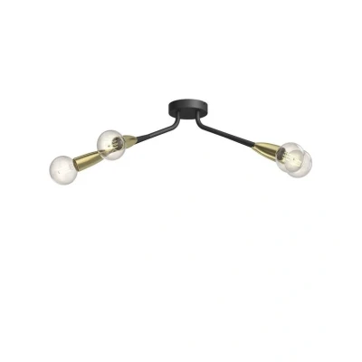 Image of Lucande Carlea ceiling lamp 4 bulb black and brass