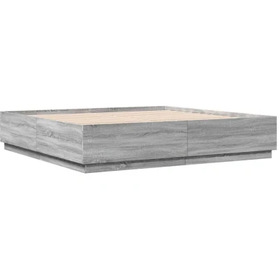 Image of vidaXL Bed Frame with LED without Mattress Grey Sonoma 180x200 cm Super King