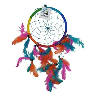 Image of VIE Naturals Dream Catcher with Beads, 16CM Ring, Rainbow, Multicolor, One Size, UK VN 0454 DRM RW