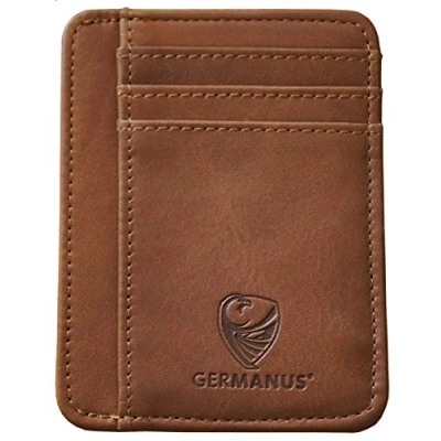 Image of GERMANUS Credit Card Wallet Case Handmade from Genuine Leather (Brown)